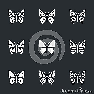 Vector Set of Butterfly Icons. Vector Illustration