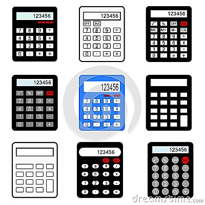 vector set of calculators of various types Vector Illustration