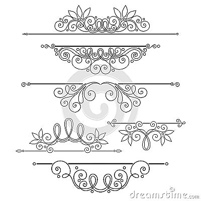 Vector Set of Calligraphic Design Elements and Page Decorations Vector Illustration