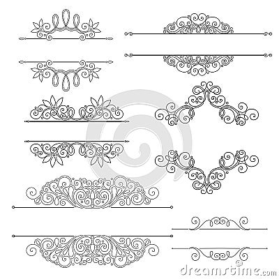 Vector Set of Calligraphic Design Elements and Page Decorations Vector Illustration