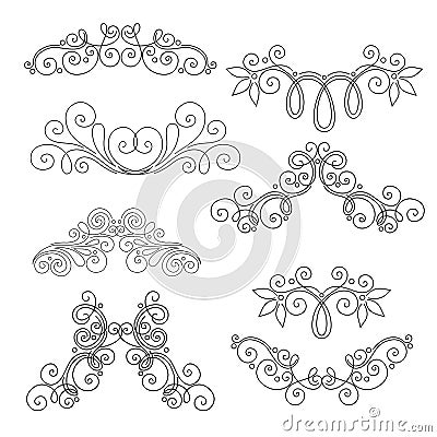 Vector Set of Calligraphic Design Elements and Page Decorations Vector Illustration