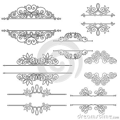 Vector Set of Calligraphic Design Elements and Page Decorations Vector Illustration