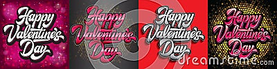 Vector set of Calligraphic stylish inscription Happy Valentines Day on background Vector Illustration