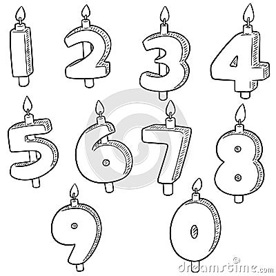 Vector set of candle number Vector Illustration