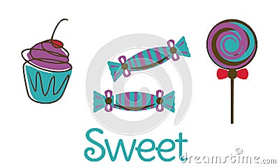 Vector Set: Candy Shop Labels Stock Photo