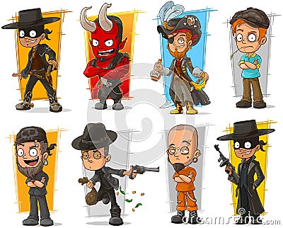 Vector set of cartoon bad guys characters Vector Illustration