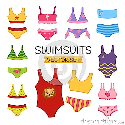 Vector set of cartoon swimsuits Vector Illustration