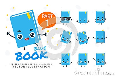 Vector set of cartoon images of Blue Book. Part 1 Stock Photo