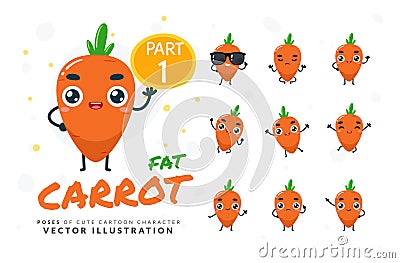 Vector set of cartoon images of Carrot. Part 1 Vector Illustration
