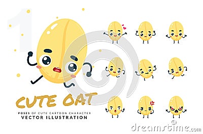 Vector set of cartoon images of Oat grain. Part 1 Vector Illustration