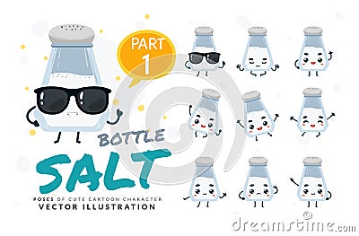 Vector set of cartoon images of Salt Bottle. Part 1 Vector Illustration