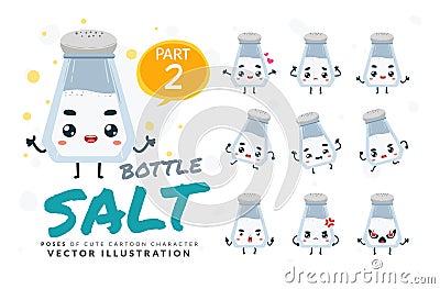 Vector set of cartoon images of Salt Bottle. Part 2 Vector Illustration