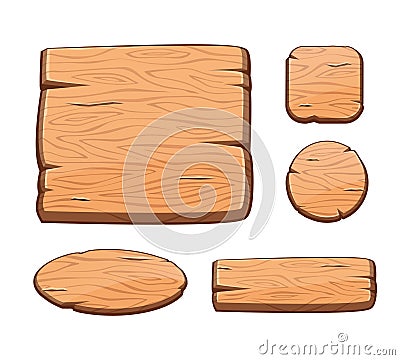 Vector set with cartoon wooden buttons for game assets Vector Illustration