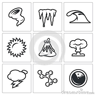 Vector Set of Cataclysm Icons. Vector Illustration