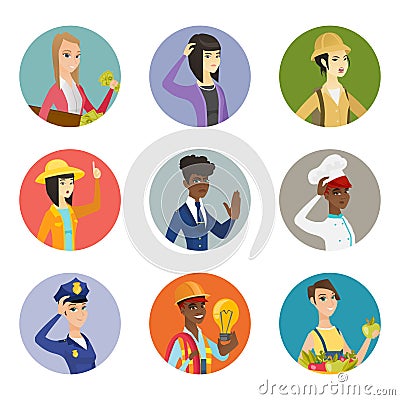 Vector set of characters of different professions. Vector Illustration