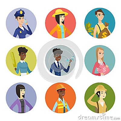 Vector set of characters of different professions. Vector Illustration