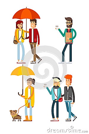 Vector set of characters in a flat style. Vector Illustration