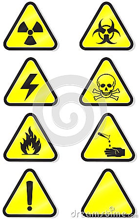 Vector set of chemical warning signs. Vector Illustration