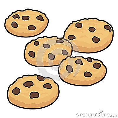 Vector set of chocolate chip cookies Vector Illustration