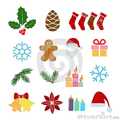 vector set of christmas decoration elements Vector Illustration