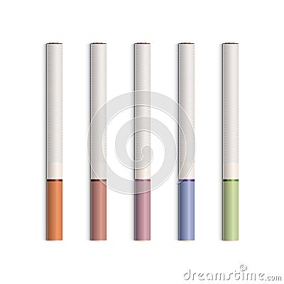 Vector Set of Cigarettes With Colored Filters Vector Illustration