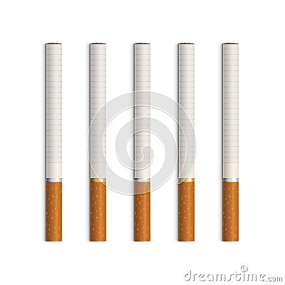 Vector Set of Cigarettes Isolated on White Vector Illustration