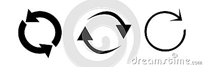Vector set of circle arrows isolated on white background.arrow loading images.different thickness Vector Illustration