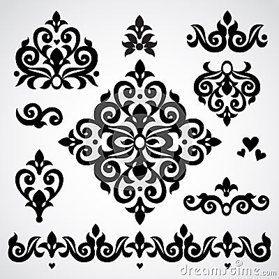 Vector set with classical ornament in Victorian style. Vector Illustration