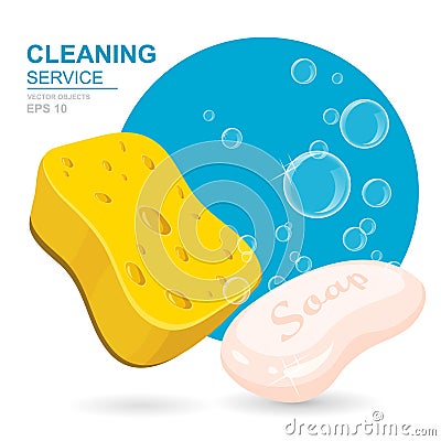 Vector Set of cleaning service elements. Vector Illustration