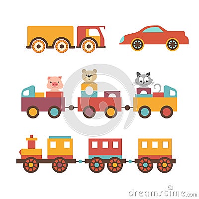 Vector set clip art construction machinery of toys for children. Vector Illustration