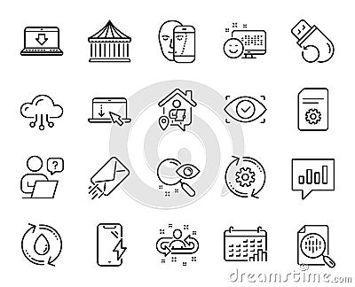 Vector set of Cloud computing, Scroll down and E-mail line icons set. Vector Vector Illustration