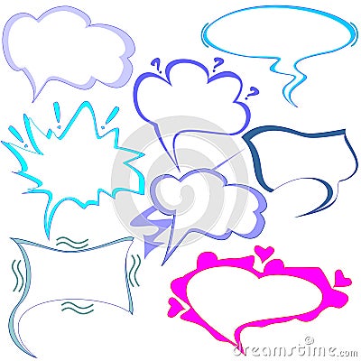 Vector set of clouds of thoughts and talking for Comics Cartoon Illustration