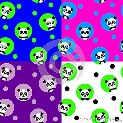 Seamless pattern with kawaii panda. Vector illustration. Vector Illustration