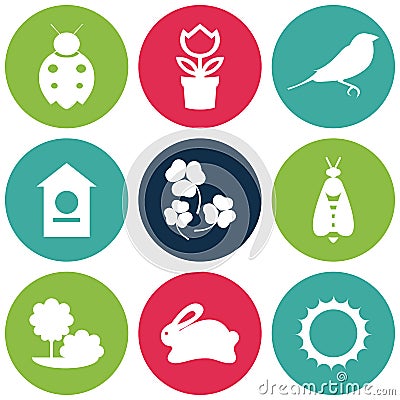 Vector set collection icons of color springs symbols Vector Illustration