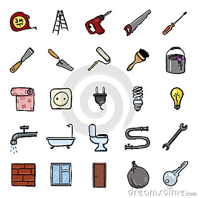 Vector Set of Color Repair Icons Vector Illustration