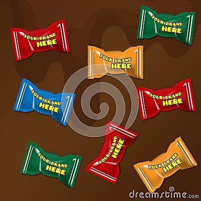 Vector set of colored polyethylene pack for candy Vector Illustration