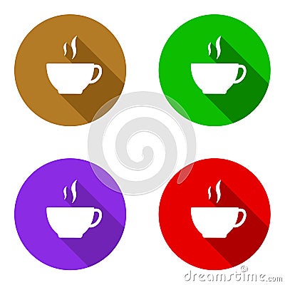 Vector set colorful flat icons coffee Stock Photo