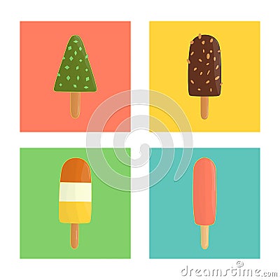 Vector set of colorful ice-cream Vector Illustration