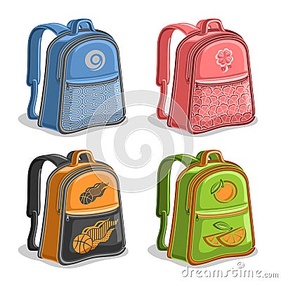 Vector set colorful kids Backpacks Vector Illustration