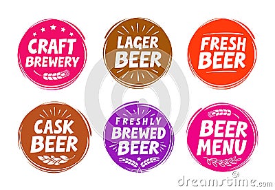 Vector set colorful labels for beer, pub. Collection icons Vector Illustration