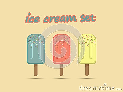 Vector set of colorful popsicle ic creams Vector Illustration