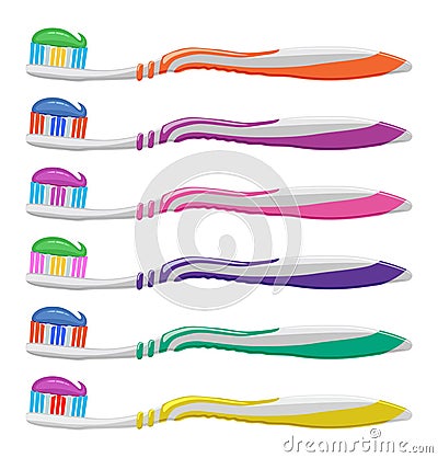 Vector set of colorful toothbrushes Vector Illustration