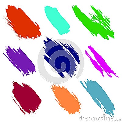 Vector set of colorful watercolor blots and brush strokes, on the white background. Vector Illustration