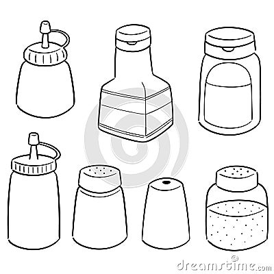 Vector set of condiment bottles Vector Illustration