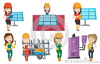 Vector set of constructors and builders characters Vector Illustration