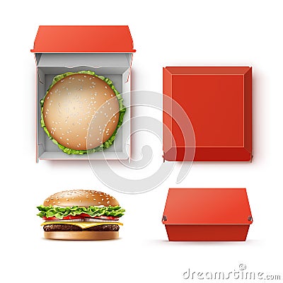 Vector Set of Container with Hamburger Vector Illustration