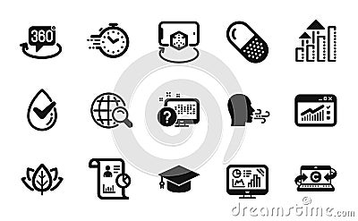 Vector set of Copywriting notebook, Graduation cap and Web traffic icons simple set. Vector Vector Illustration