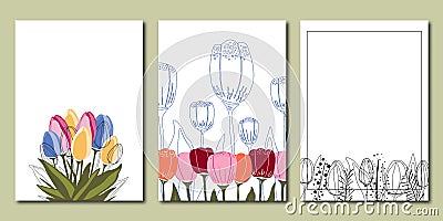 Vector set of creative spring universal floral cards Stock Photo