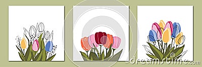 Vector set of creative spring universal floral cards Vector Illustration