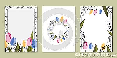 Vector set of creative spring universal floral cards Vector Illustration